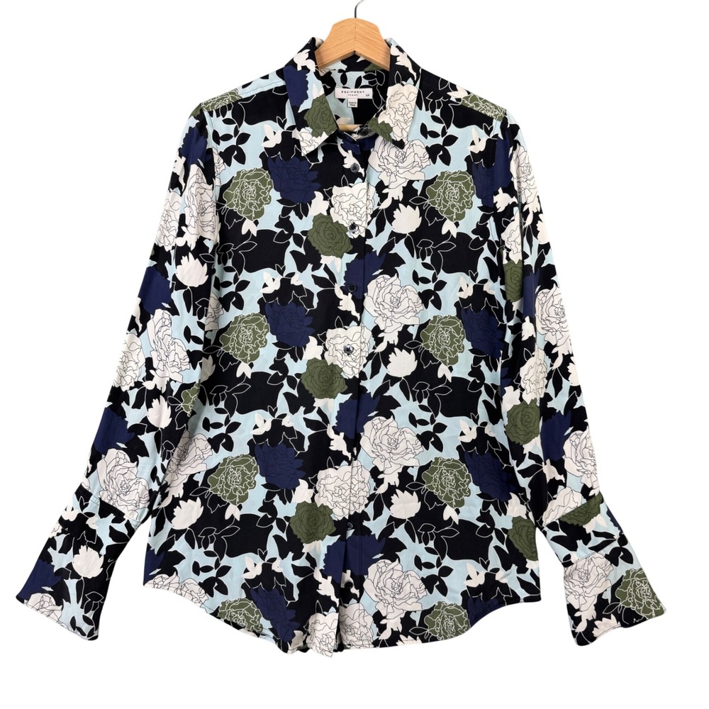 Equipment Femme Silk Floral Button Down Daphne Shirt Black S 18-1-001665-TP01317
